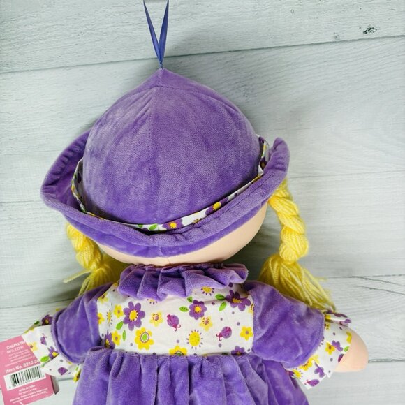 Large 24" Calplush CUTIE DOLLS Girl Purple Floral Butterfly Doll Plush W Tags - Picture 10 of 16